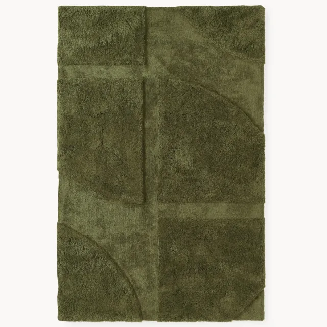 Westwing Collection Pluizig hoog-laag vloerkleed Jade Groen