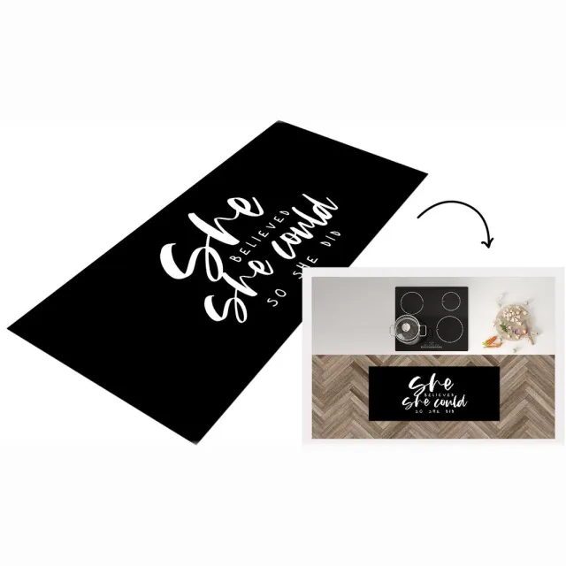 KitchenYeah Keukenloper - Loper keuken - Quotes - She believed she could so she did - Spreuken - 120x50 cm - Keukenloper vinyl Multicolor