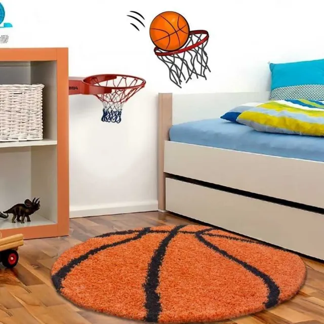 TapisTrend Kinderkleed Oranje 100 cm rond Kinderbasketbalkleed voor de kinderkamer