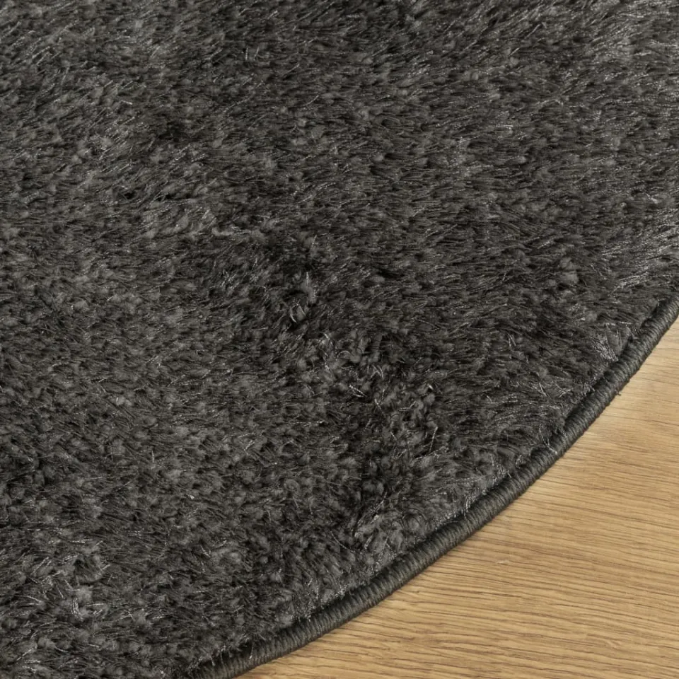 vidaXL Vloerkleed ISTAN hoogpolig glanzend Ø 160 cm antracietkleurig, foto 4
