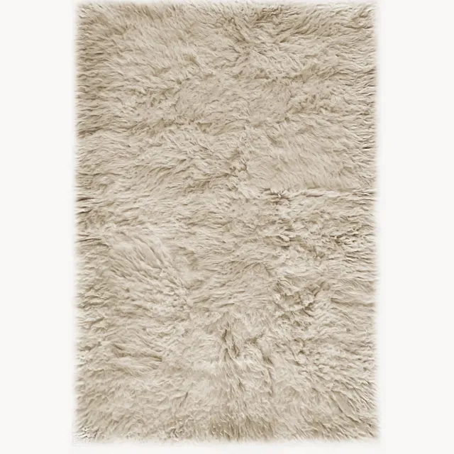 Layered Handgeweven hoogpolig wollen vloerkleed Shaggy Flokati Beige