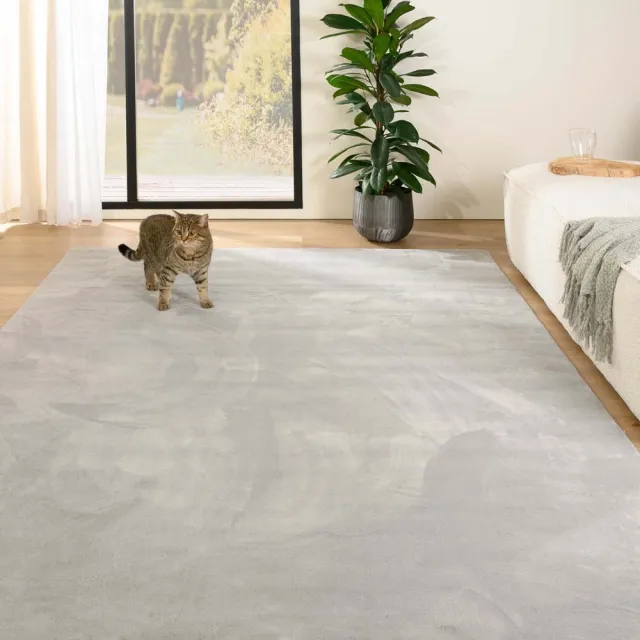 Tapeso Zacht vloerkleed - Plush zilver