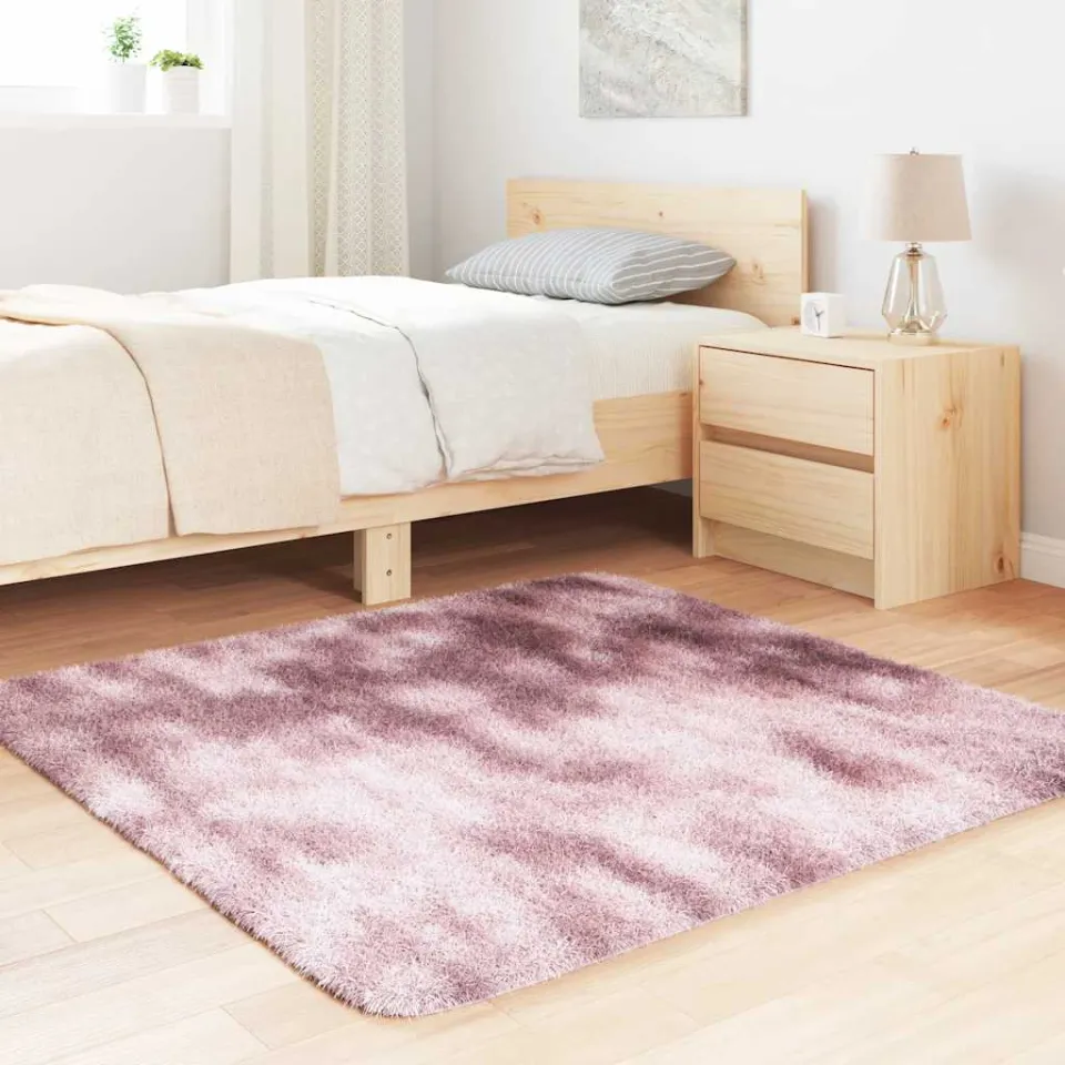 vidaXL Hoogpolig vloerkleed NAVARRA 120x120 cm polyester stoffig roze, foto 3