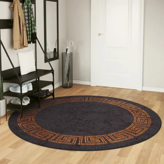 vidaXL Vloerkleed wasbaar Ø 200 cm zwart en goudkleurig, foto 2
