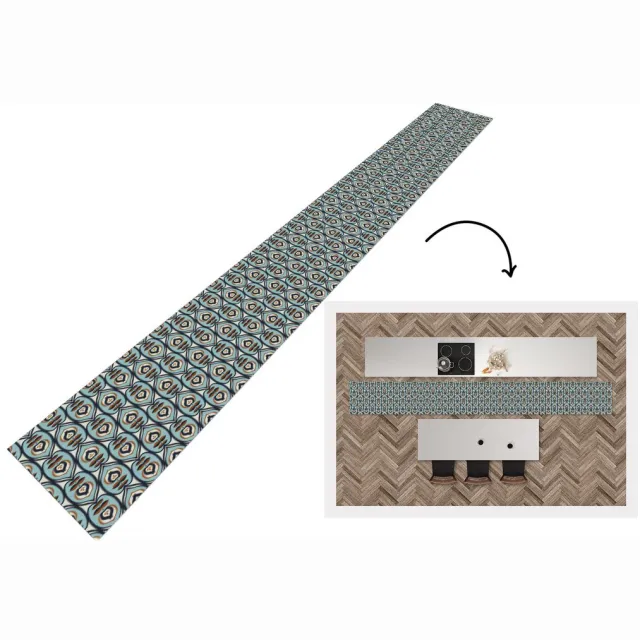 KitchenYeah Keukenloper 480x60 cm - Keukenmat vinyl Retro - Bloem - Patronen - Keukenmatten loper - Keuken vloerkleed tapijt