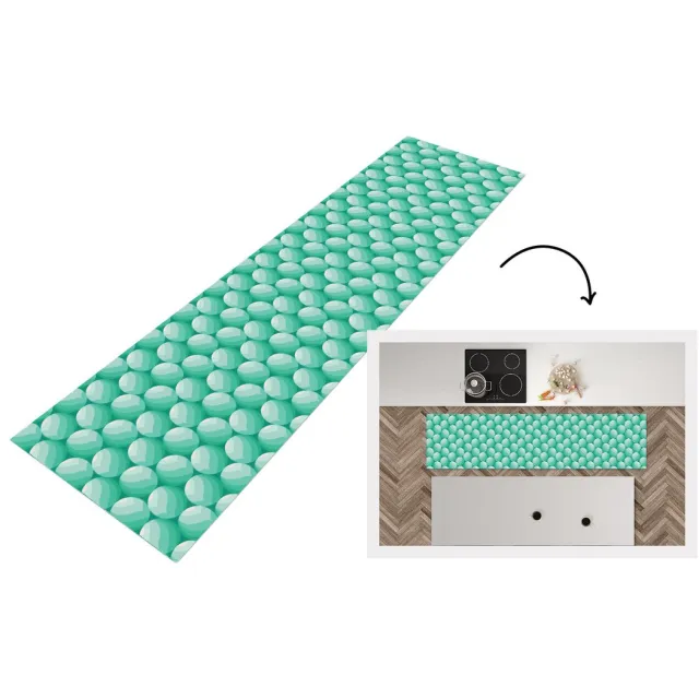 KitchenYeah Keukenloper - Loper keuken - Design - Mint - Bal - 200x50 cm - Keukenloper vinyl Multicolor