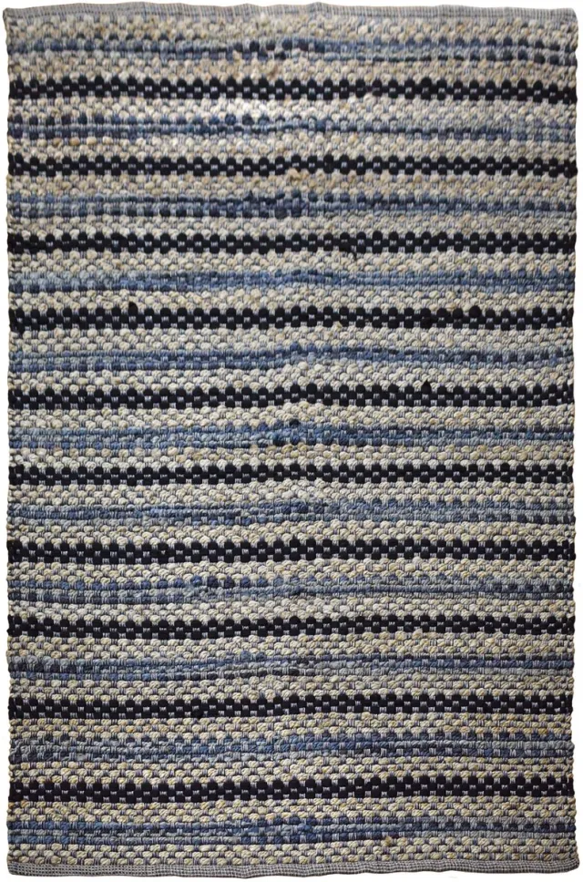 Padiro stijlvol laagpolig vloerkleed 120 x 170 cm - lichtbeige - modern streeppatroon - van jute en katoen