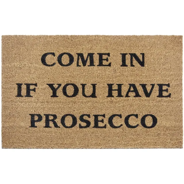 Hanse Home Kokos Deurmat voor Binnen - Dirt Trapper Mat Natural, Kokos Mat Buiten Prosecco Spreuk, Weerbestendige en Antislip Deurmat voor Hal, Terras, Entree - 45x75cm Prosecco gezegde