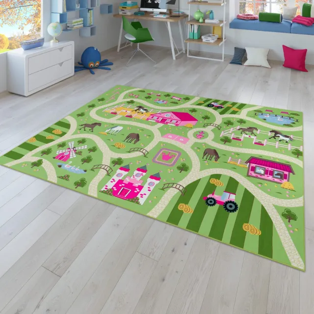TT Home Kinderkamertapijt tapijt jongen meisje kinderkamertapijt baby antislip straat 200 x 200 cm Rechthoek 200 x 200 cm Rechthoek Groen
