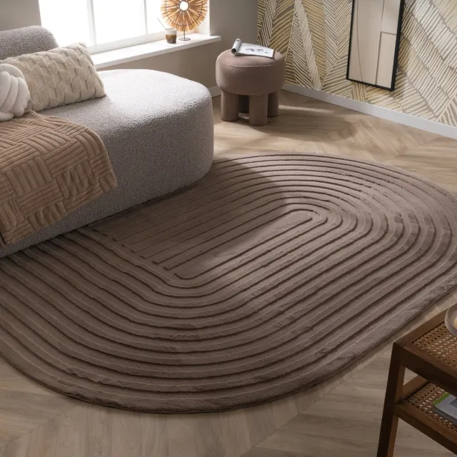 Fraai Organisch vloerkleed - Flowy Arch Taupe - 80x150cm