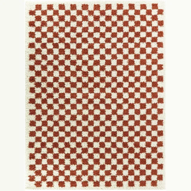 AFK Living Hoogpolig ruitmotief tapijt zacht en volumineus CHECKERS terracotta