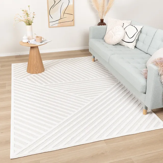 Fraai Modern binnen- en buitenkleed - Nori Lines Wit - 160x230cm