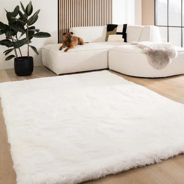 Tapeso Fluffy vloerkleed - Comfy Deluxe wit 160x230