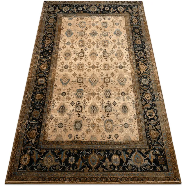 RUGSX Kleden Rugsx Wollen tapijt OMEGA AVILA Ornament frame cognac 200x300 cm Bruin