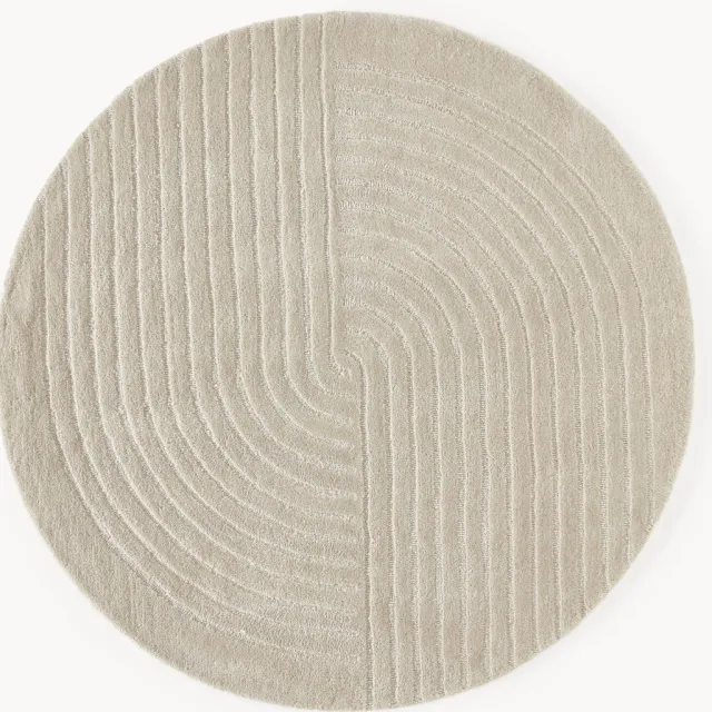 Westwing Collection Rond wollen vloerkleed Mason, handgetuft Grijs