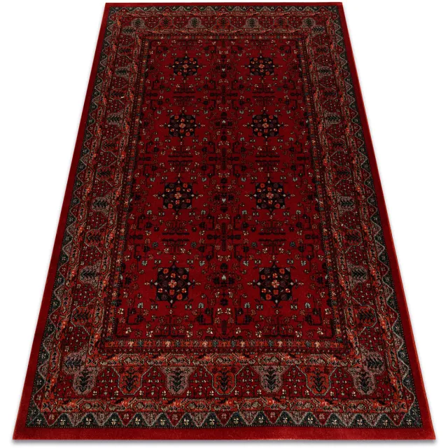RUGSX Kleden Rugsx Wollen tapijt KASHQAI 4302 300 Bloemen, kader 200x300 cm Bordeau