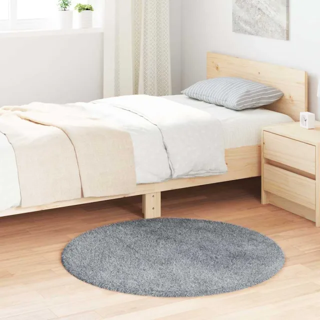 vidaXL Hoogpolig vloerkleed NAVARRA 100x100 cm polyester lichtgrijs grijs, foto 2