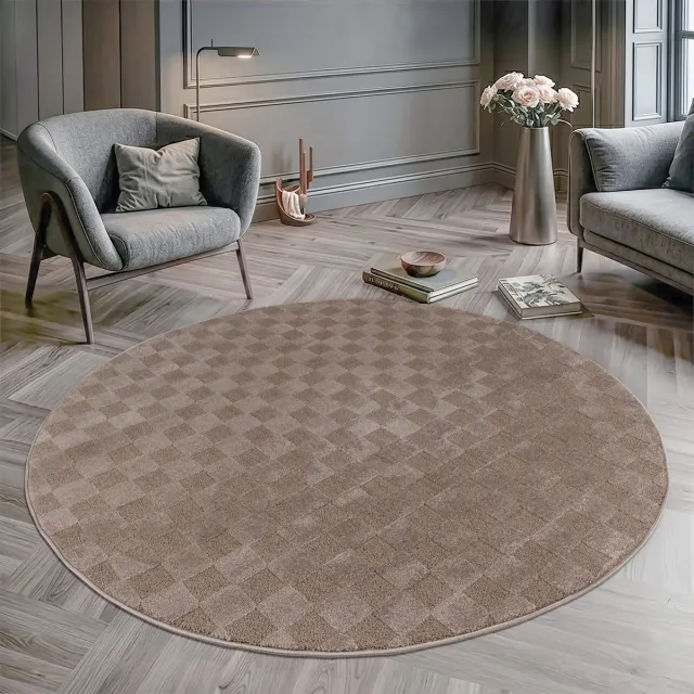 Muratap Vivant Chesterfield - Rond Vloerkleed Laagpolig Effen - Taupe