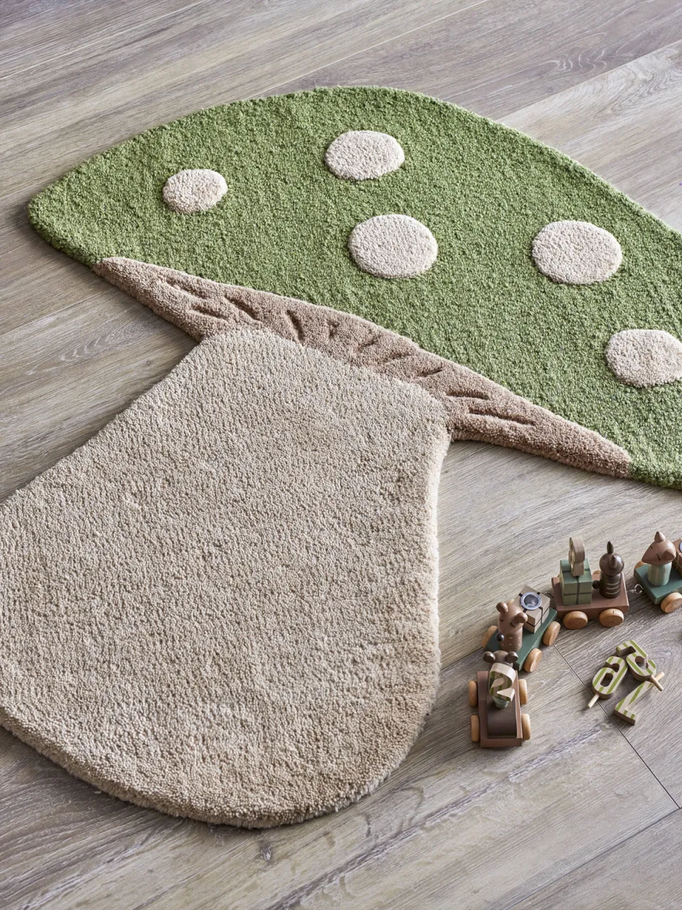 Bloomingville Mini kindervloerkleed Mushroom groen, foto 3