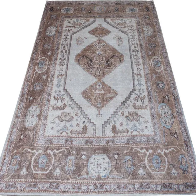 Veer Carpets Vloerkleed Karaca Brown 08 - 70 x 140 cm - Laagpolig Vloerkleed – Vintage / Klassiek Design Bruin