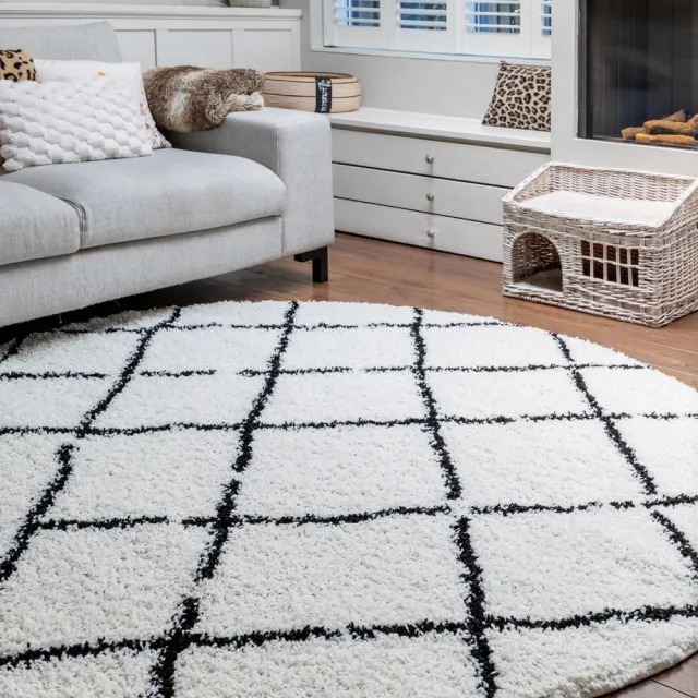 Boho&me Rond berber vloerkleed - Habitat wit/zwart 160