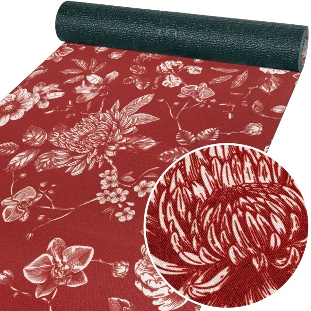 ANRO Keukenloper Velora Bloemen Rood 200x52cm – Antislip Gangloper Tapijtloper 3 mm Laagpolig