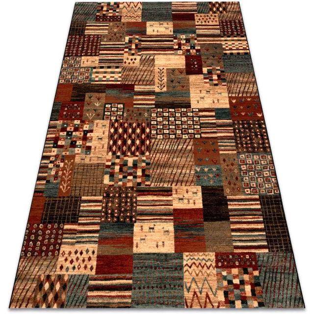 RUGSX Kleden Rugsx Wollen tapijt KASHQAI 4353 990 Lapwerk terracotta 200x300 cm Rood