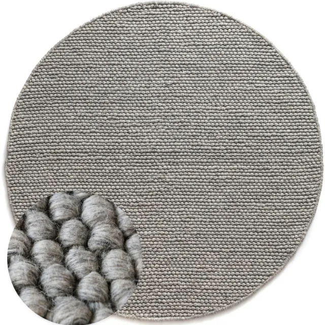 Nordic Weavers Rond wollen vloerkleed - Løkke lichtgrijs 200