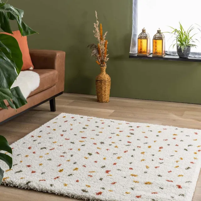 Boho&me Vierkant vloerkleed stippen - Artisan wit/multi 140x140