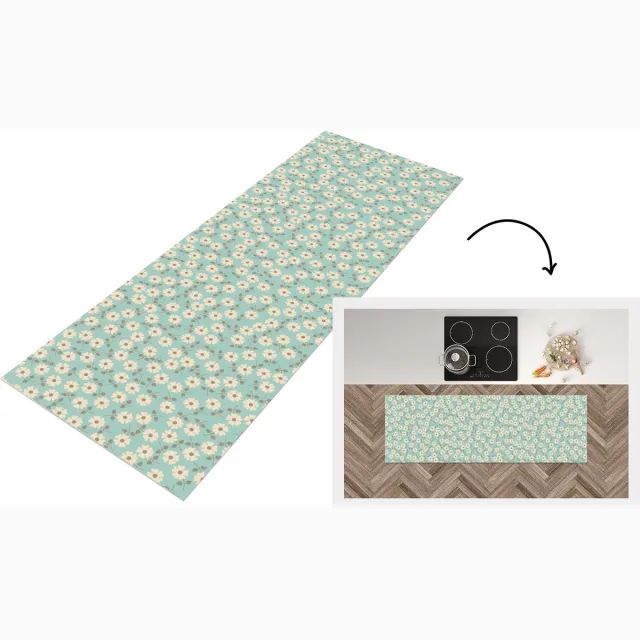 KitchenYeah Keukenloper - Loper keuken - Patroon - Madeliefjes - Nordic - 180x60 cm - Keukenloper vinyl Multicolor