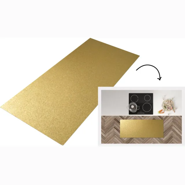 KitchenYeah Keukenloper - Loper keuken - Goud print - Metaal - 120x50 cm - Keukenloper vinyl Multicolor