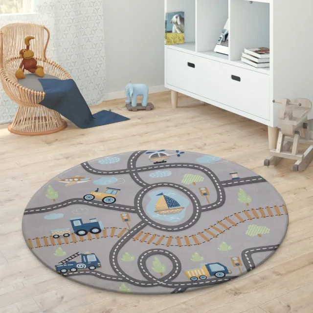 Paco Home Kindervloerkleed Kinderkamer Meisjes Jongens Ster Maan Olifant Regenboog Rund Grijs 2