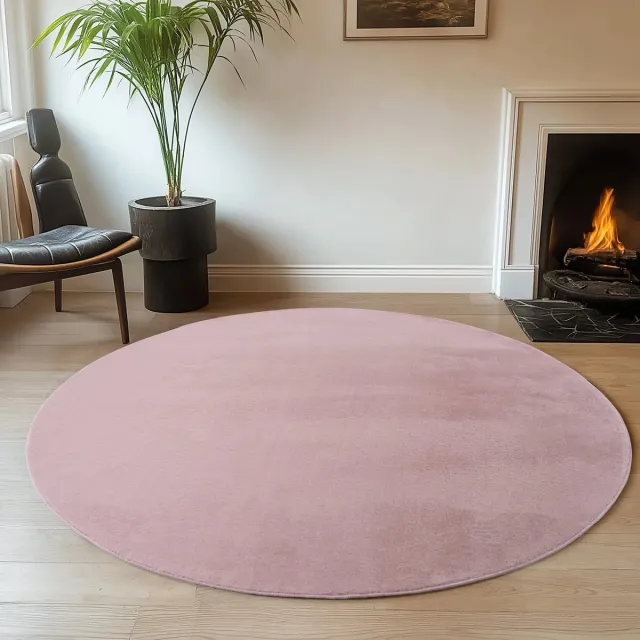 Dutch XXL Rond Wasbaar Vloerkleed | Tapijt | Joy | Uni | Rosé | 200x200 cm