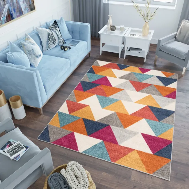Tapiso Lazur Vloerkleed Grijs Oranje Modern Woonkamer Tapijt