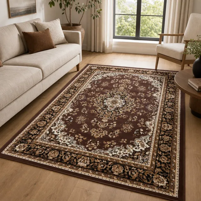 Muratap Nain Klassiek Vintage Oosters Vloerkleed Medaillon Bruin- 200x290 CM