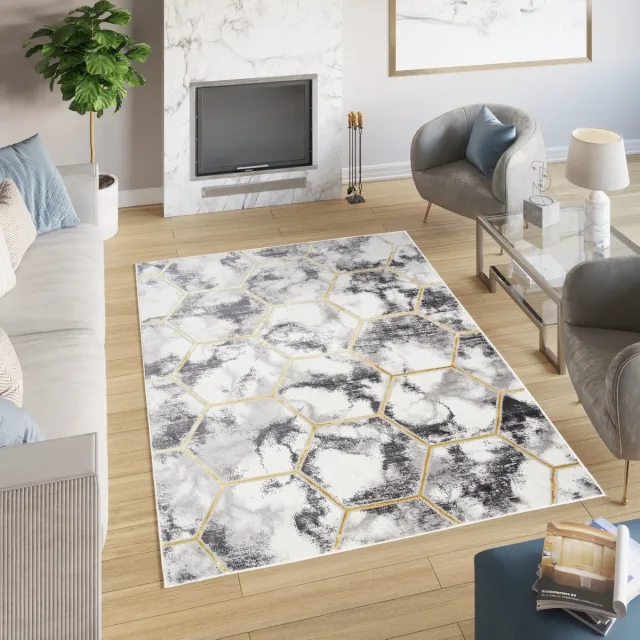 Tapiso Shine Vloerkleed Tapijt Grijs Abstract Modern Beige Grijs