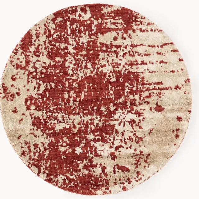 Westwing Collection Rond wollen vloerkleed Cynthia met abstract patroon, handgeweven Rood
