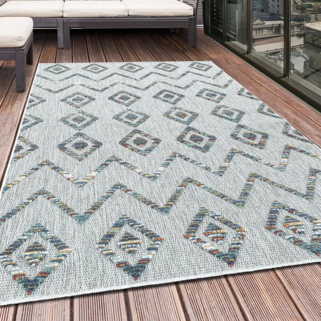 Tapijtenmagazijn Buitenkleed, boho-design, veelkleurig, geschikt voor terras, balkon of keuken, polypropyleen achterkant Multikleur
