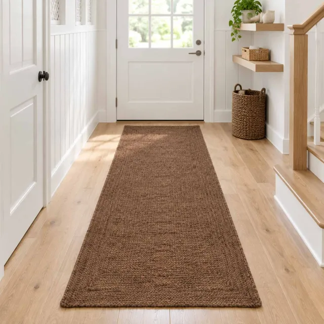 vidaXL Gebied Tapijt Grijs 80 x 300 cm Jute, foto 2