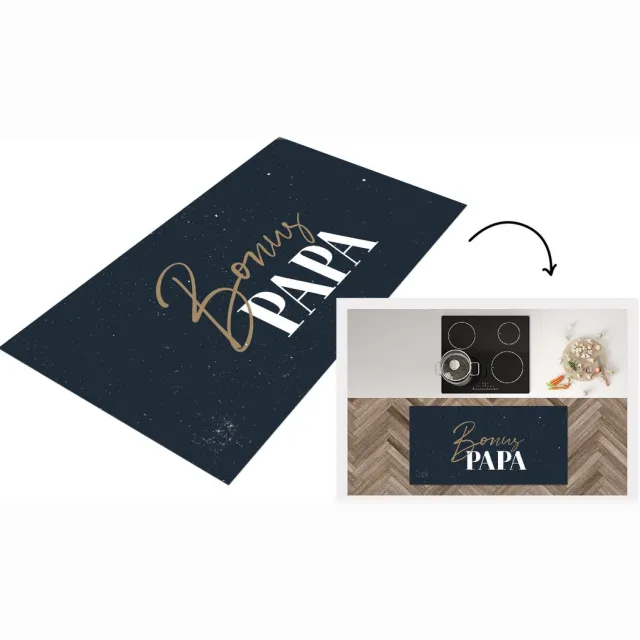 KitchenYeah Keukenloper - Loper keuken - Vaderdag - Bonus papa - Kado man - Quotes - Spreuken - 120x60 cm - Keukenloper vinyl Multicolor