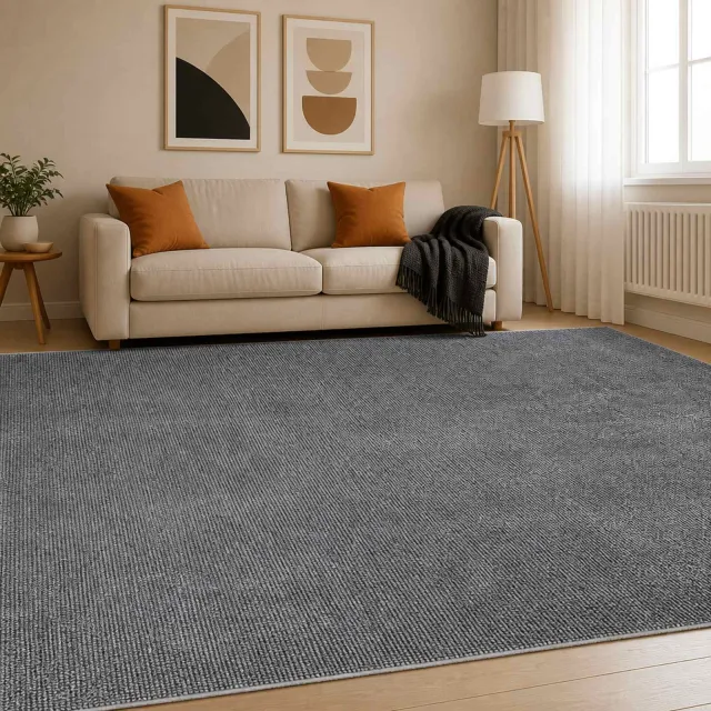vidaXL Vloerkleed Antraciet 300 x 400 cm 100% Polyester 3 mm Wasbaar, foto 2