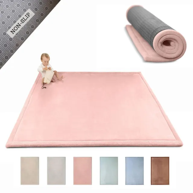Ibenzoa Extra Grote Zachte Speelmat voor Baby's met Hoogwaardig Traagschuim en Antislip Onderkant roze