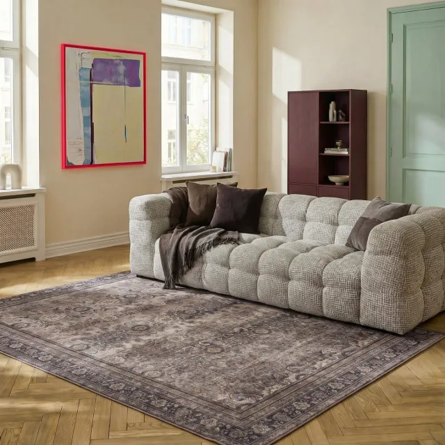 MrCarpet Wasbaar Vintage Vloerkleed Bruin/Beige Cruz 280x370cm Mrcarpet