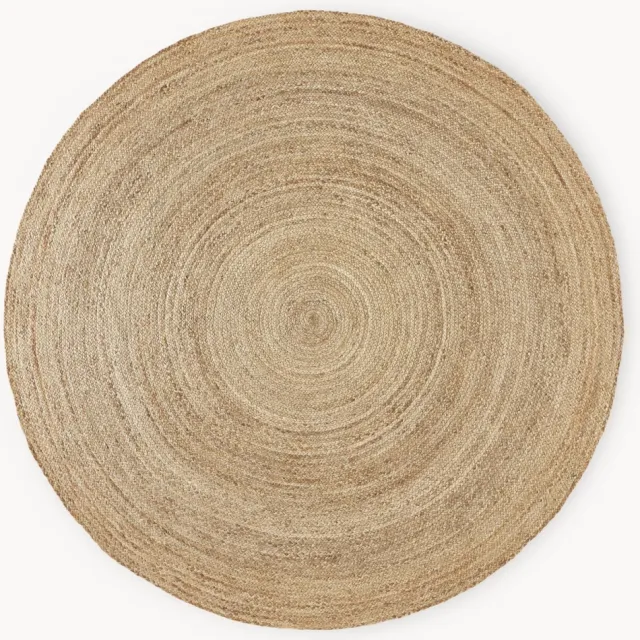 Westwing Collection Rond handgemaakt juten vloerkleed Sharmila Bruin