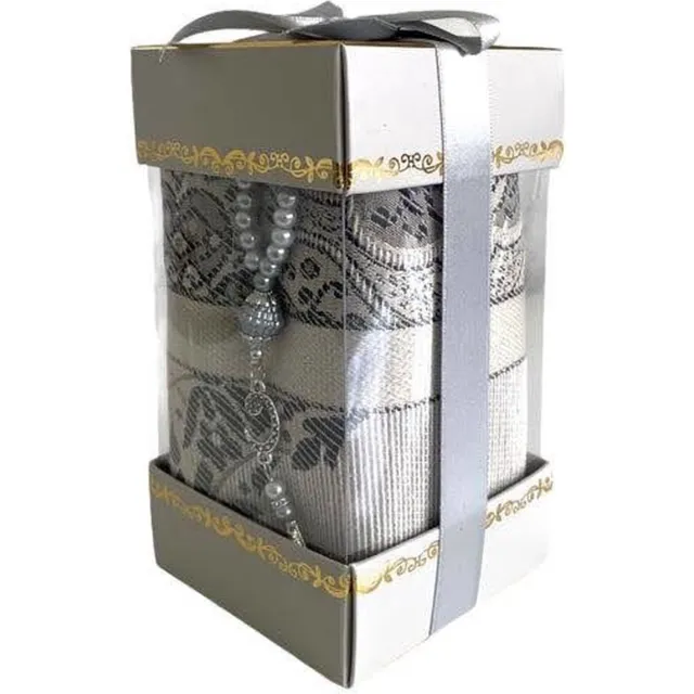 mirac Eid geschenkset - Gebedskleed - Parel Tasbih - Ramadan 2023 - Suikerfeest - Grijze Grijs