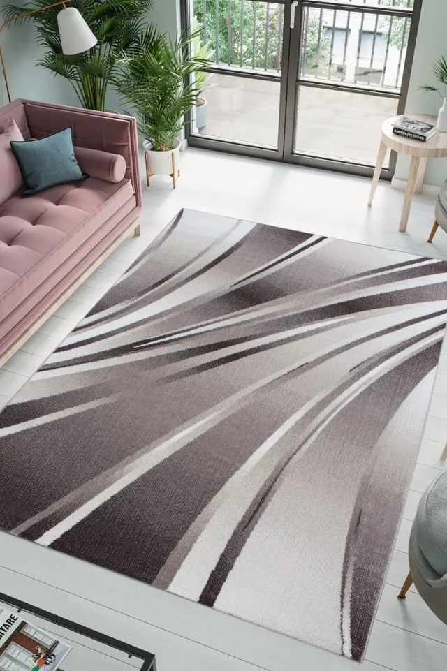 flycarpets Jaden Modern Vloerkleed - Bruin / Creme - 120x170 cm - Laagpolig Tapijt Woonkamer