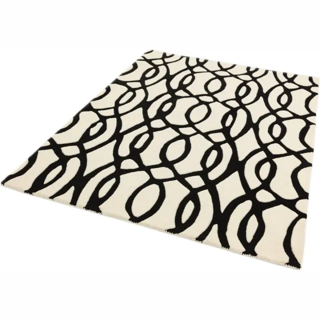 Eazy Living Easy Living - Matrix-Wire-White Vloerkleed - 160x230 - Rechthoek - Laagpolig Tapijt - Modern - Zwart_wit