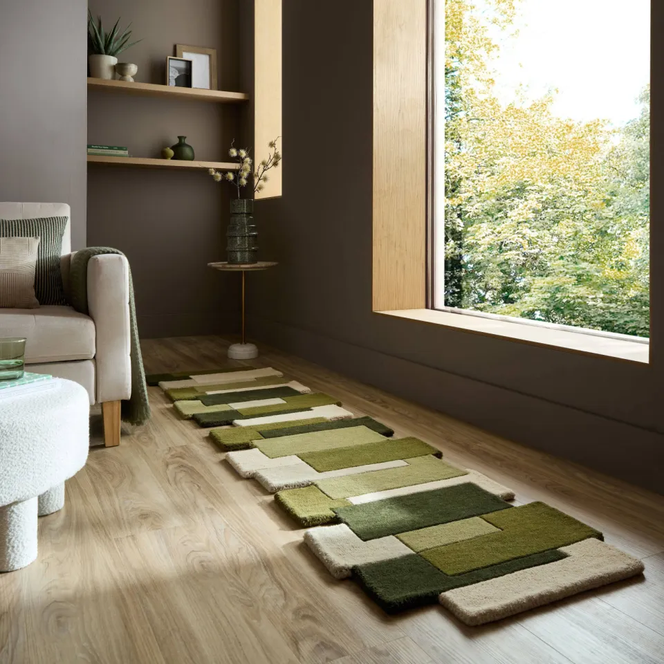 Flair Rugs Collage Modern Cut-Out wollen loper groen, foto 2
