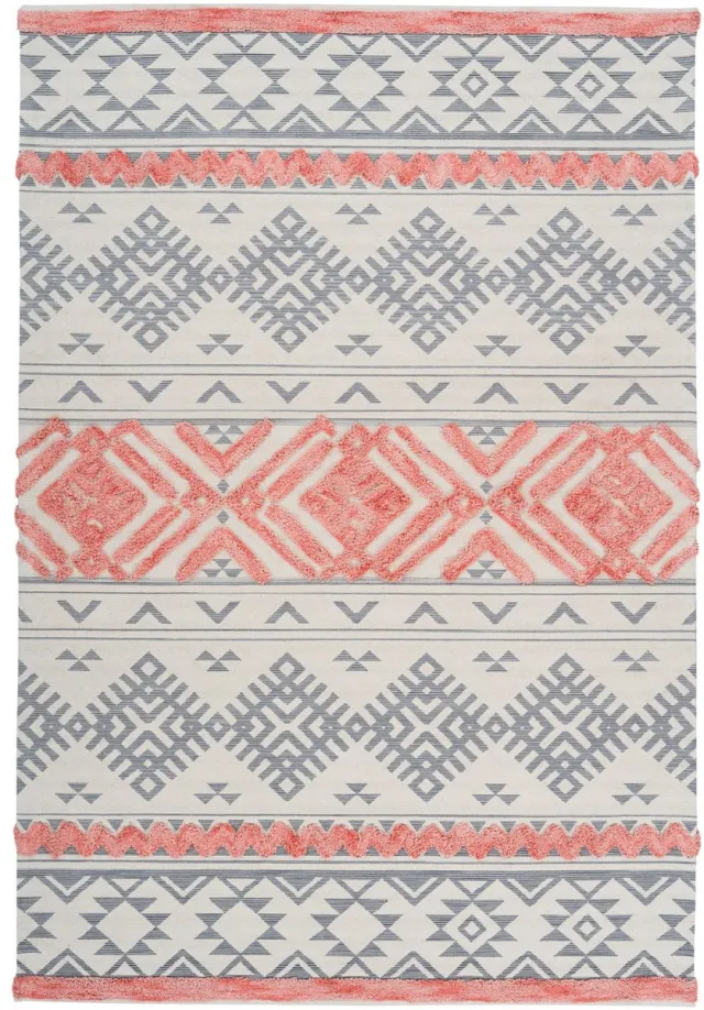 Padiro stijlvol laagpolig vloerkleed 160 x 230 cm - lichtbeige - geometrisch boho-patroon - voor vloerverwarming - van katoen en polyester
