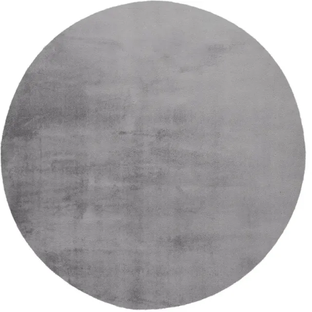 Dutch XXL Rond Fluffy Vloerkleed | Tapijt | Paradise | Uni | Zilver | 120x120 cm
